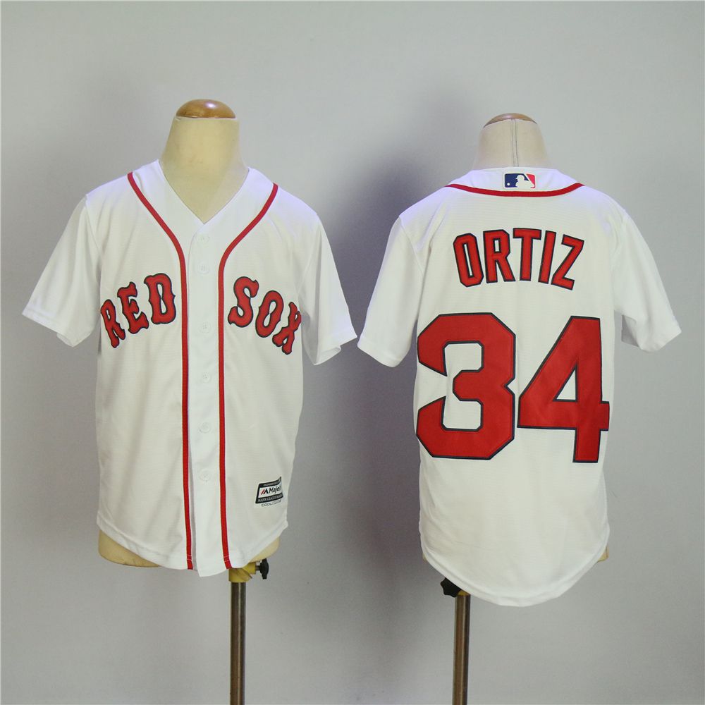 Youth Boston Red Sox 34 Ortiz White MLB Jerseys